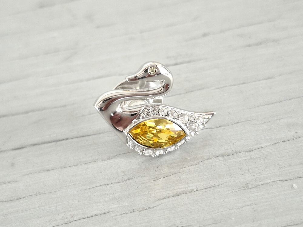 Vintage Swarovski Yellow Crystal Swan Pin
